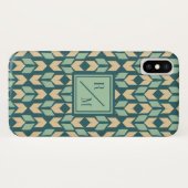 Monogram | OutdoorGeo-stap | Geometrische Blauwgro Case-Mate iPhone Case (Achterkant (horizontaal))