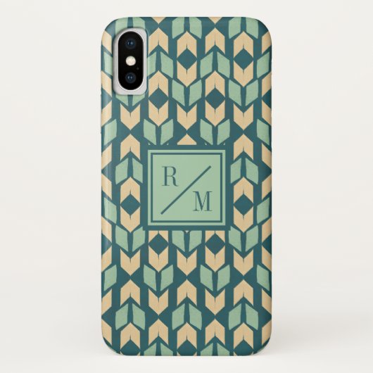 Monogram | OutdoorGeo-stap | Geometrische Blauwgro Case-Mate iPhone Case (Achterkant)