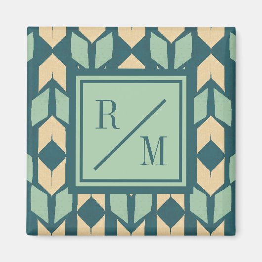 Monogram | OutdoorGeo-stap | Geometrische Blauwgro Magneet (Voorkant)