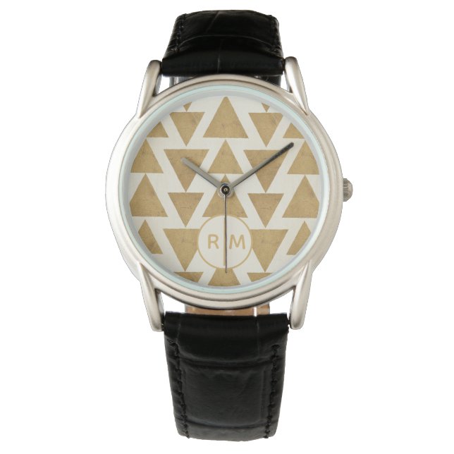 Monogram | OutdoorGeo-stap | Gold Geometric Patte Horloge (Voorkant)