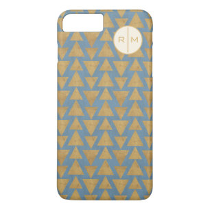 Monogram   OutdoorGeo-stap   Goud en blauw patroon Case-Mate iPhone Case