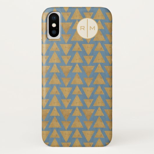 Monogram | OutdoorGeo-stap | Goud en blauw patroon Case-Mate iPhone Case (Achterkant)