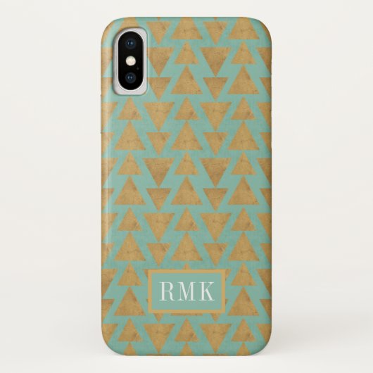 Monogram | OutdoorGeo-stap | Goud en Blauwgroen pa Case-Mate iPhone Case (Achterkant)