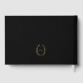 Monogram ovaal laat gouden zwarte bruiloft gastenboek (Achterkant)