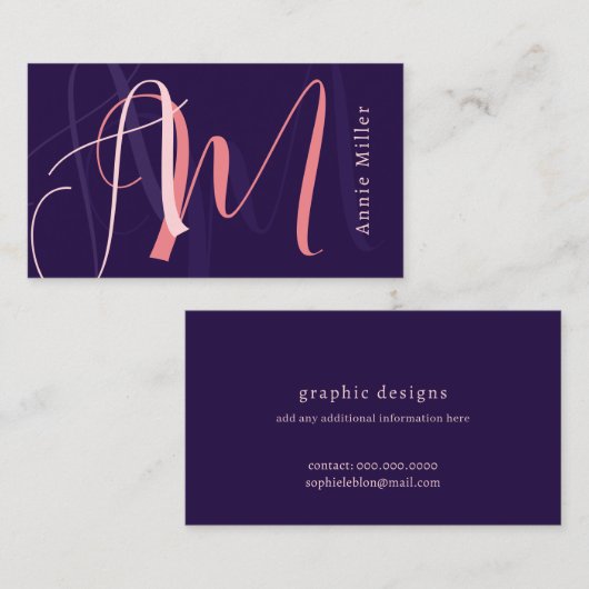 Monogram Oversized Blush Paarse voor haar Visitekaartje (Voorkant / Achterkant)