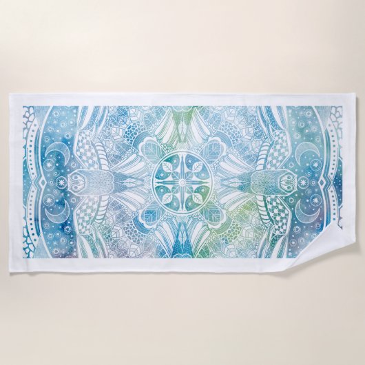 Monogram Owl Mandala Beach Towel Strandlaken (Voorkant)