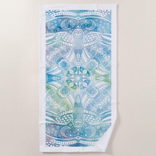 Monogram Owl Mandala Beach Towel Strandlaken (Voorkant)