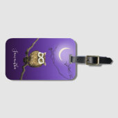 Monogram Owl Night Moonlight Deep Blue Bagagelabel (Voorkant (horizontaal))