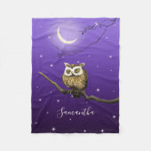 Monogram Owl Night Moonlight Deep Blue Blanket Fleece Deken (Voorkant)