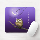 Monogram Owl Night Moonlight Deep Blue Mousepad Muismat (Met muis)