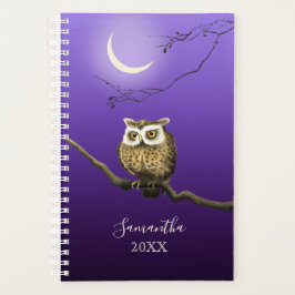 Monogram Owl Night Moonlight Deep Blue Planner