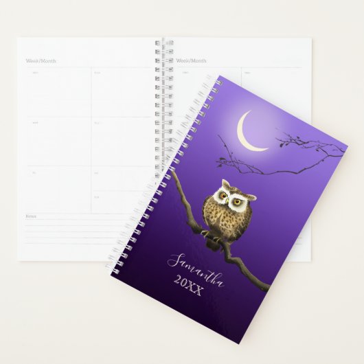Monogram Owl Night Moonlight Deep Blue Planner (Display)