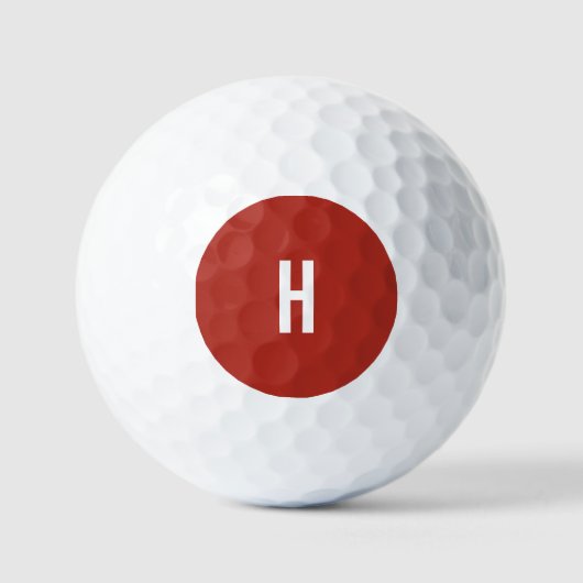 Monogram Own Name Initial Minimalist Brick Red Golfballen (Voorkant)