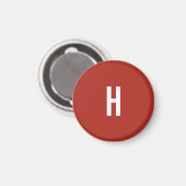 Monogram Own Name Initial Minimalist Brick Red Magneet (Voorkant / Achterkant)