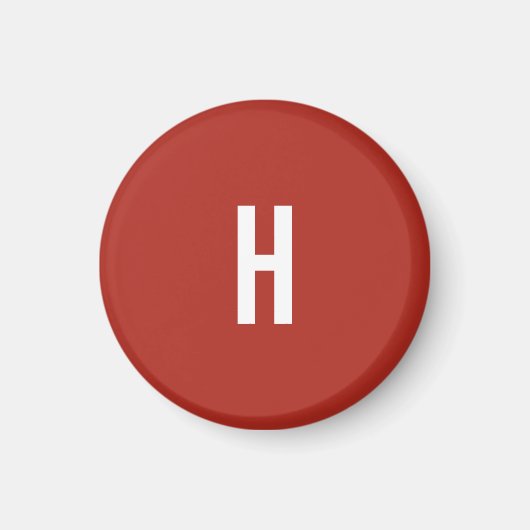 Monogram Own Name Initial Minimalist Brick Red Magneet (Voorkant)