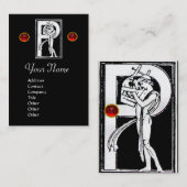 MONOGRAM P BRIEF ANTIEK FIGURE Black White Visitekaartje (Voorkant / Achterkant)