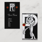 MONOGRAM P BRIEF ANTIEK FIGURE Black White Visitekaartje (Voorkant / Achterkant)