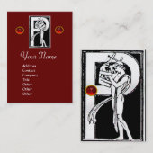 MONOGRAM P BRIEF ANTIEK FIGURE Red Black White Visitekaartje (Voorkant / Achterkant)