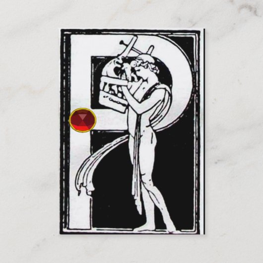 MONOGRAM P BRIEF ANTIEK FIGURE Red Black White Visitekaartje (Achterkant)