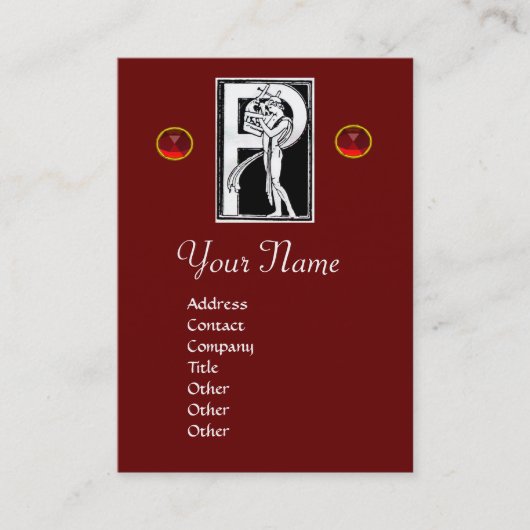 MONOGRAM P BRIEF ANTIEK FIGURE Red Black White Visitekaartje (Voorkant)