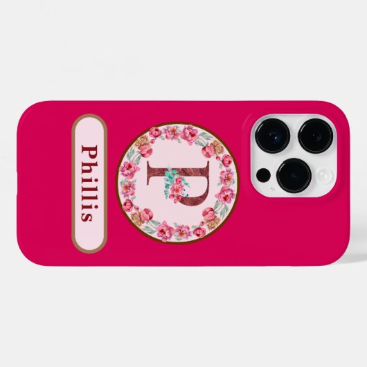 Monogram P Floral Case-Mate iPhone Case (Achterkant (horizontaal))