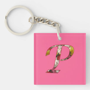 Monogram P Floral Design Sleutelhanger