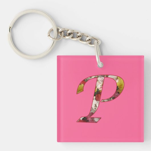 Monogram P Floral Design Sleutelhanger (voorkant)