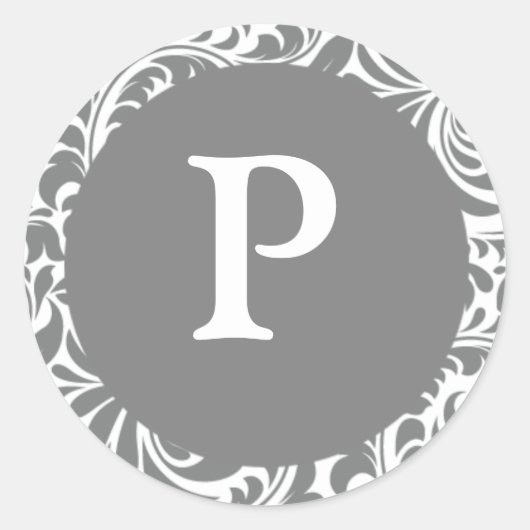 Monogram P Grijs nodigt zegelsteen uit Ronde Sticker (Voorkant)