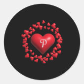 Monogram P - Heart Wreath Shape Design V2 Premium Ronde Sticker (Voorkant)