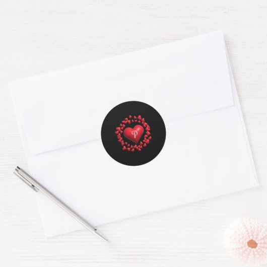 Monogram P - Heart Wreath Shape Design V2 Premium Ronde Sticker (Envelop)