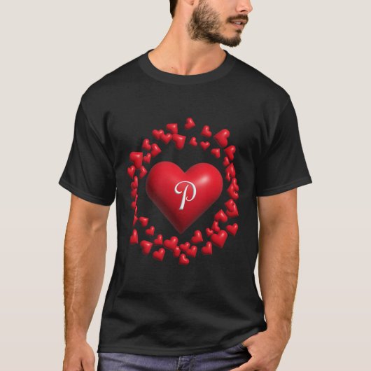 Monogram P - Heart Wreath Shape Design V2 Premium T-shirt (Voorkant)