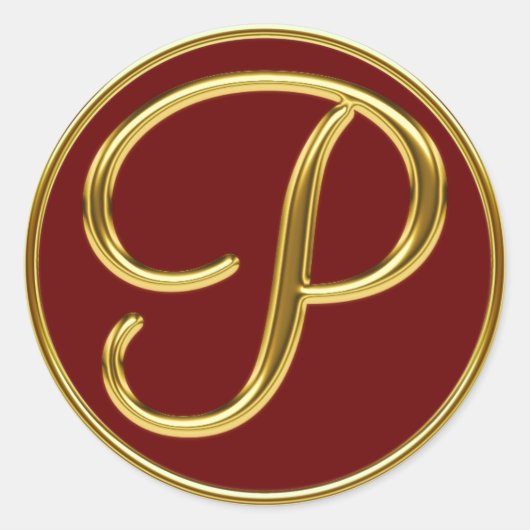 Monogram P in 3D goud Ronde Sticker (Voorkant)