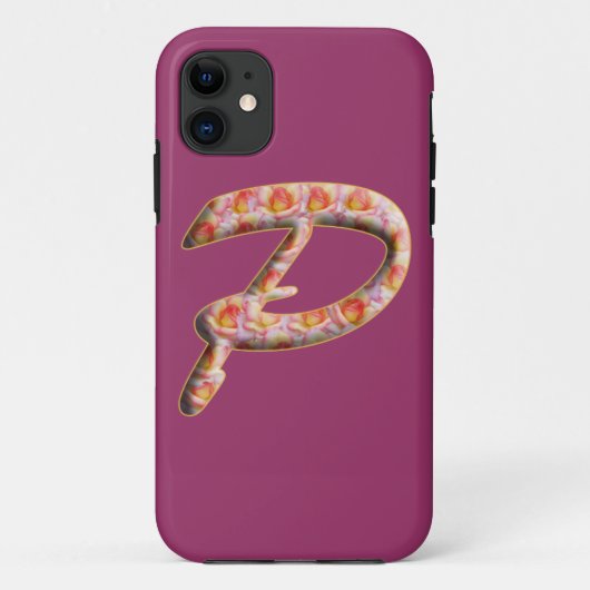 Monogram P in rozenpatroon iPhone 5 hoesje (Achterkant)