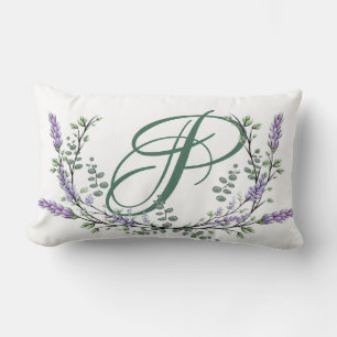 Monogram P lavender Eucalyptus Kussen