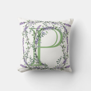 Monogram P lavender Eucalyptus Kussen