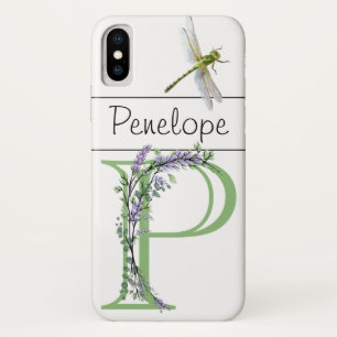 Monogram P Lavender Eucalyptus met Dragonfly Case-Mate iPhone Case