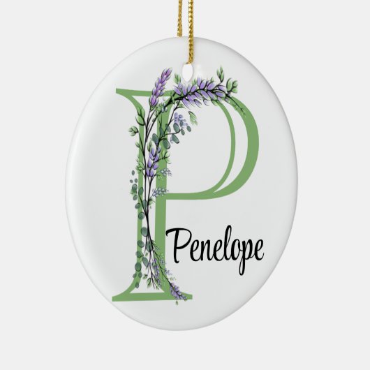 Monogram P Lavender Eucalyptus nursery Poster Keramisch Ornament (Rechts)