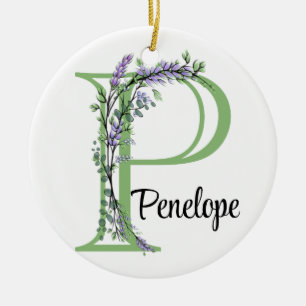 Monogram P Lavender Eucalyptus nursery Poster Keramisch Ornament