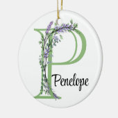 Monogram P Lavender Eucalyptus nursery Poster Keramisch Ornament (Links)