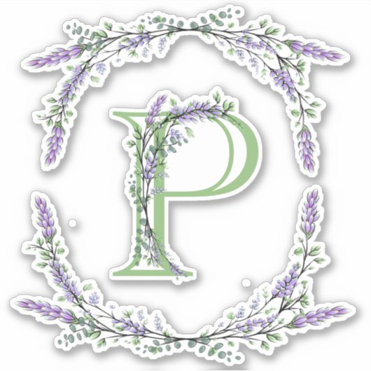 Monogram P lavender Eucalyptus Sticker (Voorkant)