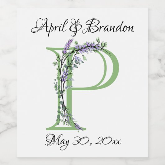 Monogram P lavender Eucalyptus Wijn Etiket (Enkel label)