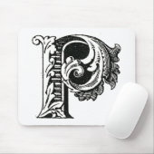 Monogram P, letter P, alfabet P, zwart en wit Muismat (Met muis)