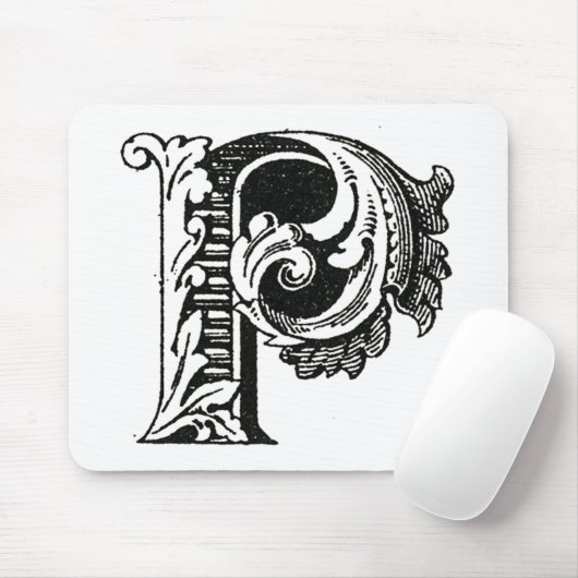 Monogram P, letter P, alfabet P, zwart en wit Muismat (Met muis)