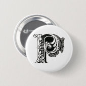 Monogram P, letter P, alfabet P, zwart en wit Ronde Button 5,7 Cm (Voorkant /achterkant)