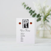 MONOGRAM P LETTER, RODE RUBY, zwart witte parel Visitekaartje (Staand voorkant)