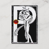 MONOGRAM P LETTER, RODE RUBY, zwart witte parel Visitekaartje (Achterkant)