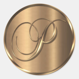 Monogram P NONMETALLIC Bronze Envelope Seal Ronde Sticker