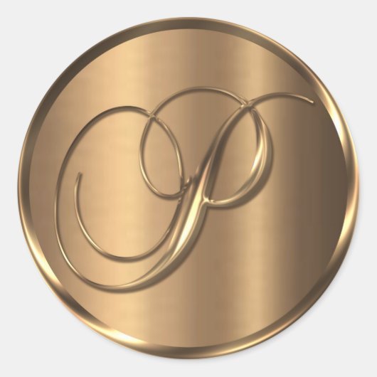 Monogram P NONMETALLIC Bronze Envelope Seal Ronde Sticker (Voorkant)