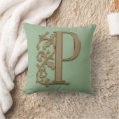Monogram P Sage Green, Familie, Weddendag Kussen (Deken)