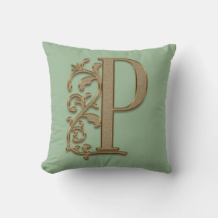 Monogram P Salie Groen, Familie, Trouwdag Verjaard Kussen